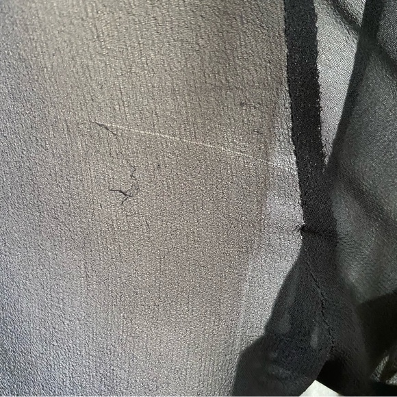 OPENING CEREMONY SHEER BLACK FRONT BACK BUTTON UP COLLARED SHORT SLEEVE TOP - Picture 9 of 11